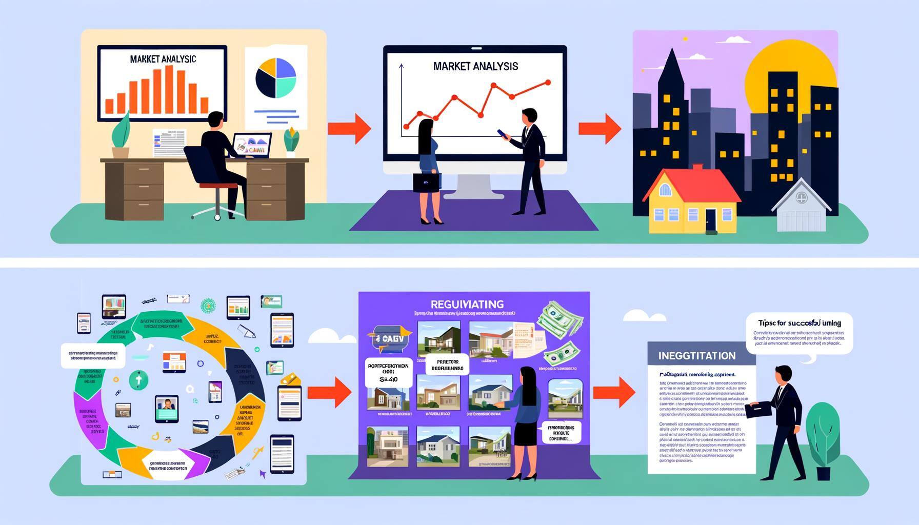 gestion de ventas inmobiliarias con un equipo analizando resultados